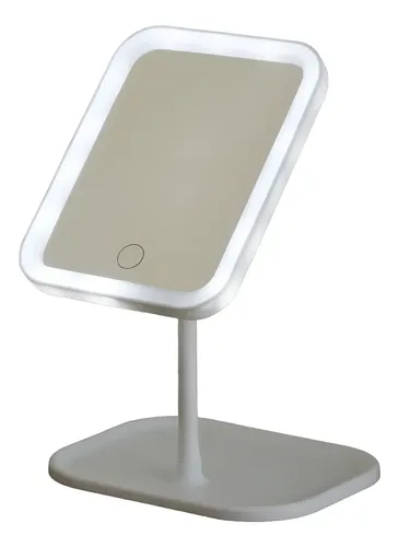 Espejo Maquillaje Rectangular Luz LED Táctil Plegable USB Blanco Kandel