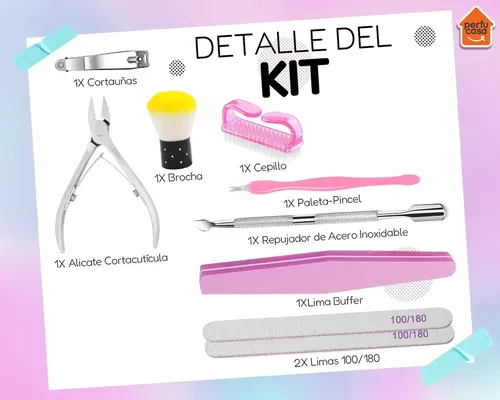 Kit Completo X12 Insumos Uñas Esculpidas Set Limas Nail Care