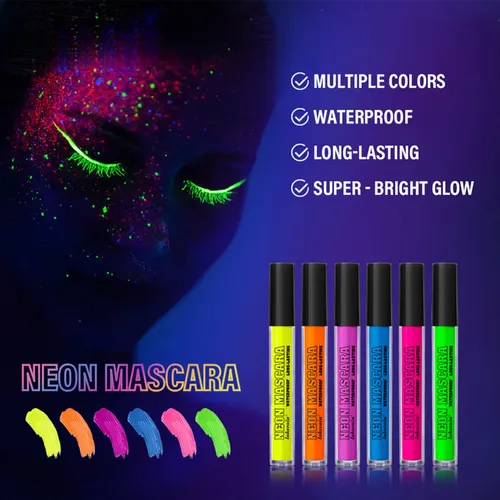 Rímel Neón De Colores, Brillo Y Resistente Al Agua