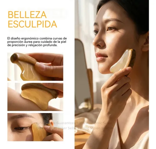 Tabla De Gua Sha De Cuerno Natural Y Madera De Sándalo Verde