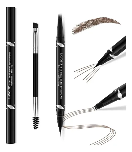 Lápiz 2 En 1 Para Cejas Impermeable Lavone Marrón Oscuro