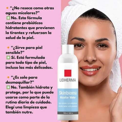 Agua Micelar Lidherma Skinbioma Limpieza Facial Piel Sensibl