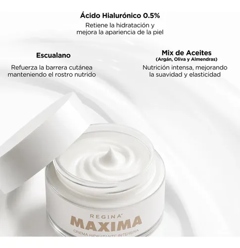 Crema Facial Hidratante Regina Maxima Acido Hialuronico 30ml