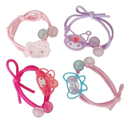 Set De 4 Coleteros Sanrio, Elásticos Y Suaves Para El Cabell