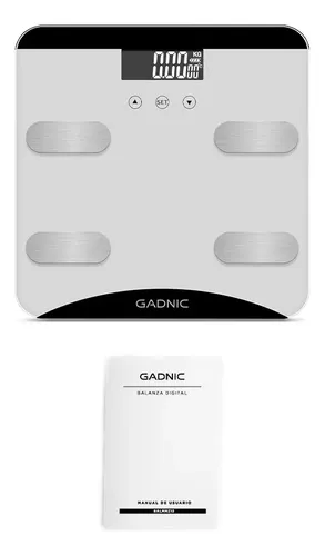 Balanza Digital Gadnic G13 Pantalla LCD Medidor Integral Análisis Grasa Agua Masa hasta 180 kg Alarmas Recordatorios