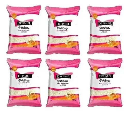 6 Unid Depimiel Cera Depilatoria Perlas Natural 800gr Miel
