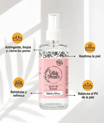 Agua De Rosas Natural Pura Anmat Vegan Sentidabotánica 120ml