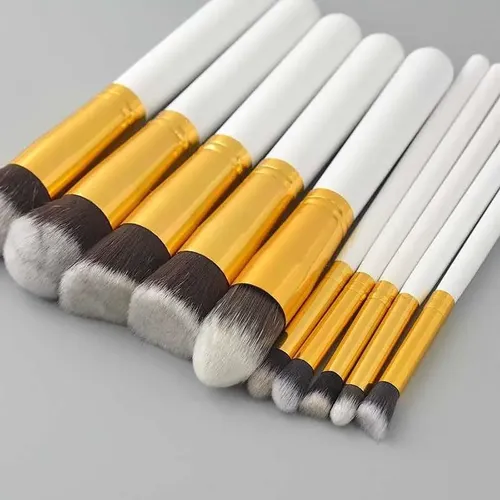 Set X10 Brocha Kabuki Para Maquillaje Makeup Profesional