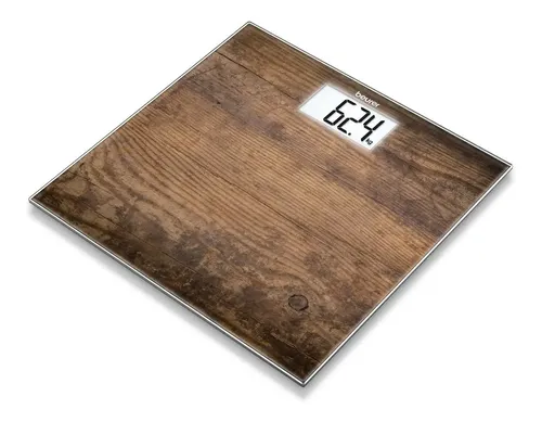 Balanza Personal Digital Vidrio Con Lcd Beurer Gs 203 Color Wood