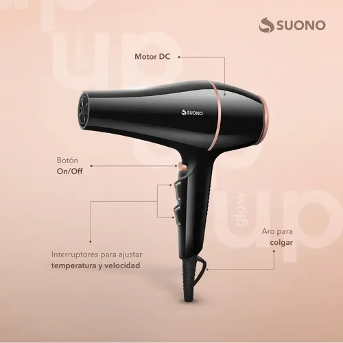 Secador De Pelo Suono 1800w 2 Velocidades Difusor Y Boquilla