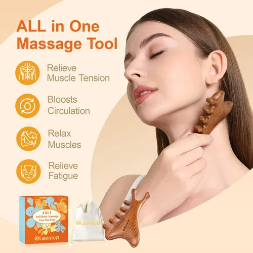 Masajeador Gua Sha 4 En 1 Rostro Y Cuerpo Rustico