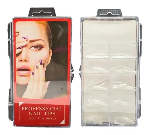100 Tips Stiletto Cristal/natural En Punta Uñas Postizas