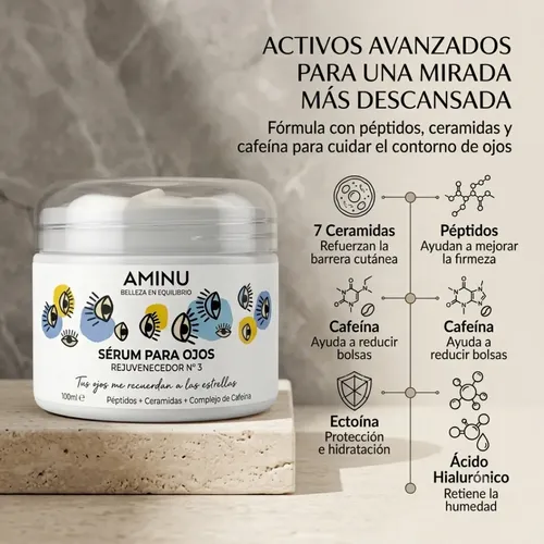 Contorno De Ojos Aminu Antiojeras Bolsas Cansancio 100ml 2×1