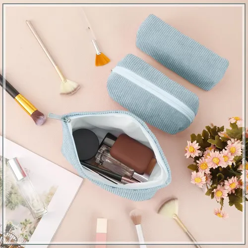 Set De Bolsas De Maquillaje Huhumy Corduroy Cosmetic Pouch A