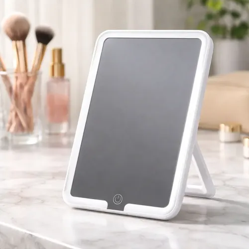 Espejo Touch Luz Led C/soporte Recargable 3 Tonos Maquillaje