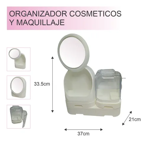 Organizador Para Cosmeticos Y Maquillaje Espejo Cajones Full