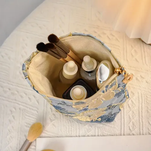 Set De Maquillaje Viaje Para Mujer Con Estampado Dorado