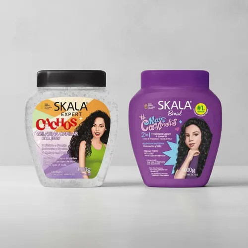 Kit Skala Gelatina + Baño Mais Cachinhos Rulos Niñas 1 Kg