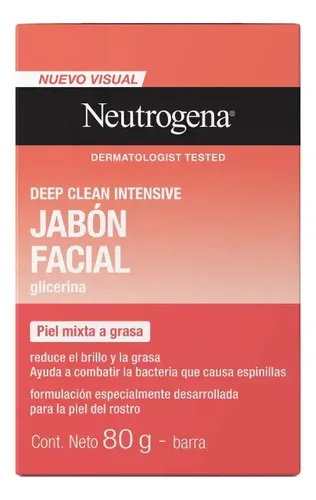 Jabón Facial En Barra Neutrogena Deep Clean Intensive 80g Momento De Aplicación Día/noche Tipo De Piel Mixta A Piel Grasa