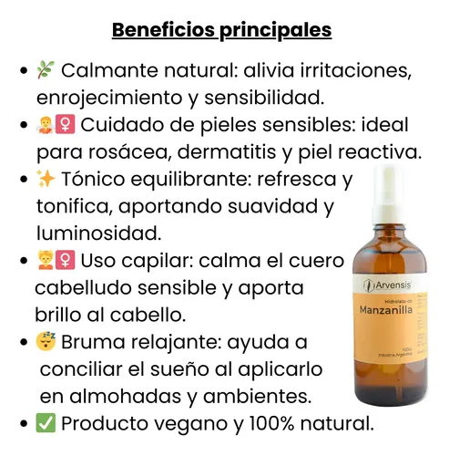 Hidrolato De Manzanilla 100cc Tónico Calmante Piel Sensible