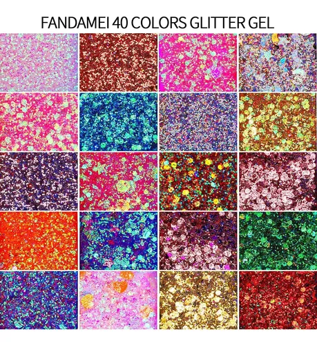 Fandamei Paleta Glitter Gel 40 Colores Para Rostro