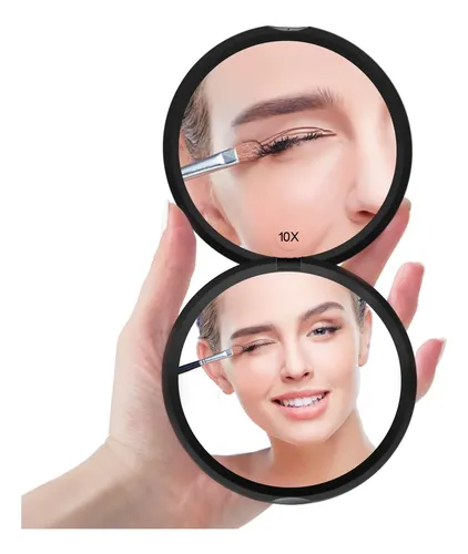 Espejo Compacto Benbilry Con Aumento 10x, Diámetro De 4 Cm,
