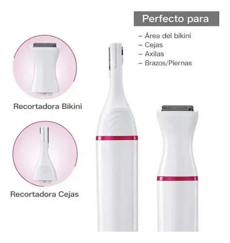 Depiladora Afeitadora Mujer 5 En 1 Facial Corporal Sin Dolor Blanco