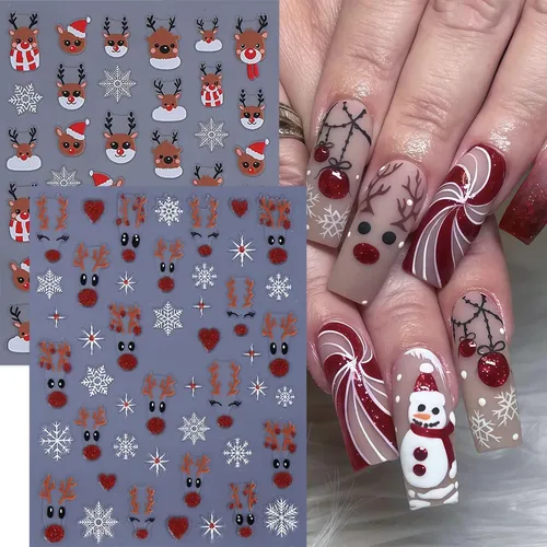 Pegatinas De Uñas Csybaris Christmas Red Winter Snowflake 3d