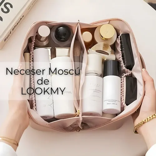 Neceser Rosa Modelo Moscú De Lookmy Porta Maquillaje Mujer | Porta cosméticos de eco cuero para viaje o baño