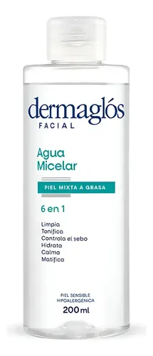 Dermaglós Facial Agua Micelar 6 En 1 Piel Mixta Y Grasa