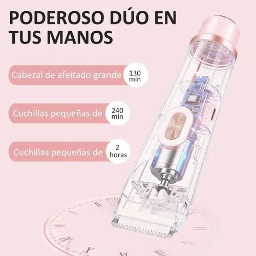 T Cortadora Depiladora Mujer 2 En 1 Eléctrica Y Recargable