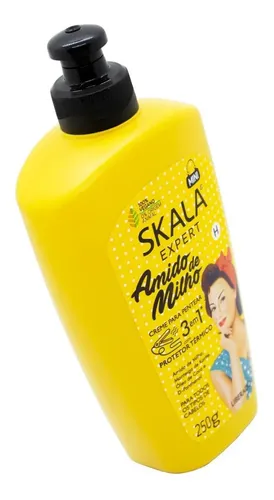 Crema para peinar Skala Maicena, 250 ml, 3 en 1, antiencrespamiento para cabello seco y sin brillo, con protector térmico vegano, hidratante, brillo y suavidad, sin sulfatos, se libera con jabón…