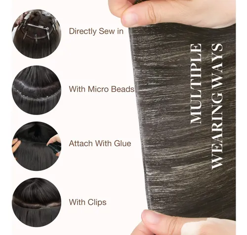 Extension Cortina De Pelo Humano Real 35cm 40g Marron Moka
