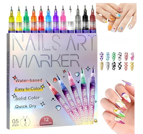Set De Lápices De Uñas 2026, 12 Colores Brillantes, Punta De
