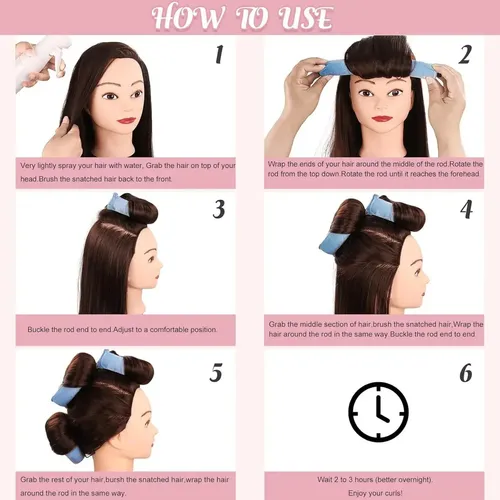 3 Rizadores De Pelo Sin Calor De 3 Cm Para Rizos Nocturnos,