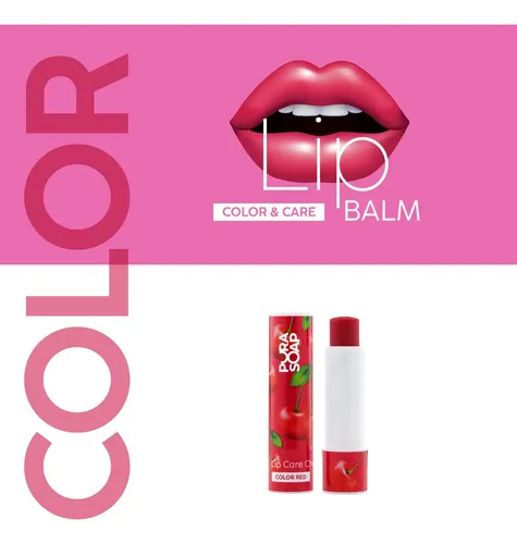 Balsamo Labial Hidratante color Rojo Cherry Pura Soap