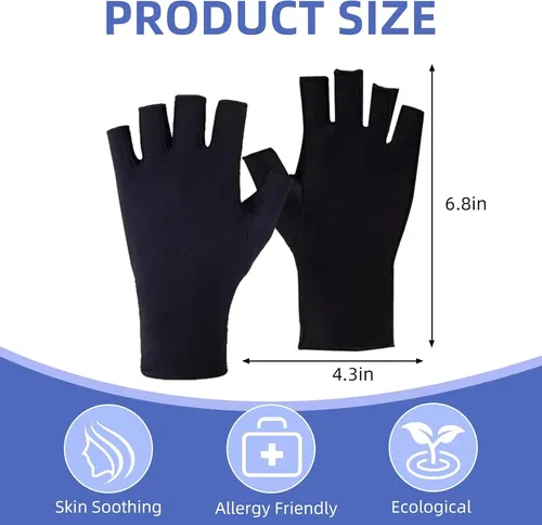 Guantes Sin Dedos Para Eczema Negros Hidratantes Nocturnos