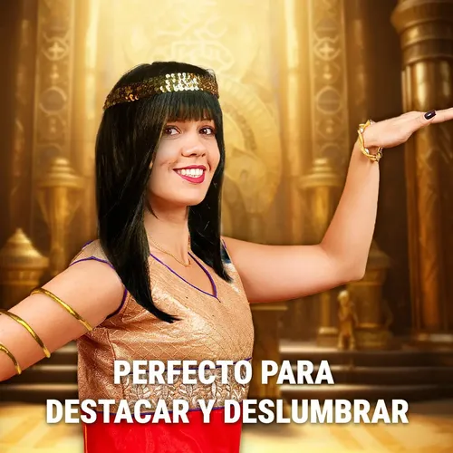Peluca Cleopatra Con Vincha Brazalete Pulsera Fiesta Disfraz