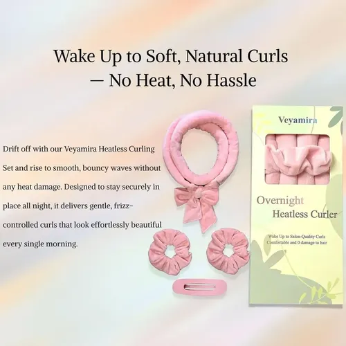 Rulos Sin Calor Para Dormir Rosa, Set De Rulos Suaves