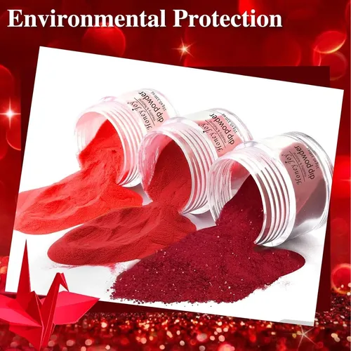Kit De Polvo Dip Honey Joy 4 Colores Rojo Brillante