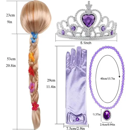 Peluca De Princesa Rapunzel Con Tiara Y Accesorios Para