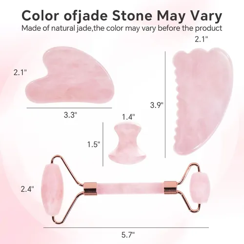 Masajeador Meridessa Set De 4 Piezas Rodillo De Jade Y Gua S