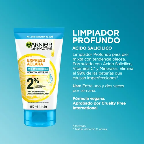 Limpiador Profundo Anti-Imperfecciones Con Ácido Salicílico de Garnier 150 Ml