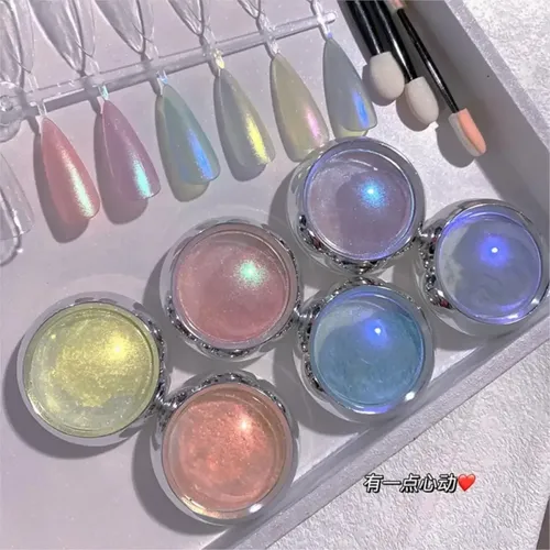 Polvo Efecto Luna Para Decoración De Uñas X6 Frascos 6pcs