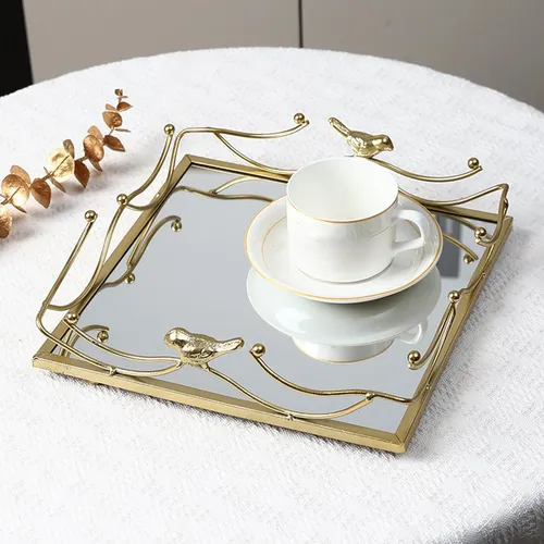 Organizador De Maquillaje Con Bandeja Decorativa Con Espejo,