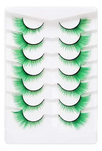 Pestañas Verdes Postizas Felinas Suaves Para Cosplay Y Fies