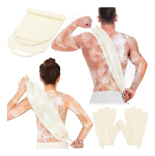 Anezus Set Exfoliante De Espalda (guantes Y Toalla) Beige
