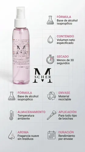 Limpiador Instantáneo Brochas Y Pinceles Spray Secado Rápido Rosa