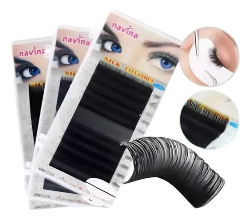 X3 Extensiones De Pestañas 0.5mm 15mm Seda Curva D 12 Líneas