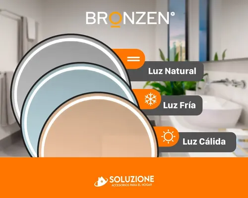 Espejo Redondo Luz Led Frontal 80cm Premium Fría Cálida